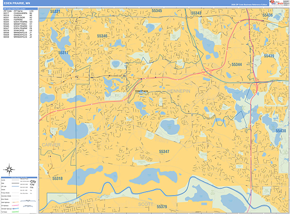 Eden Prairie Zip Code Wall Map